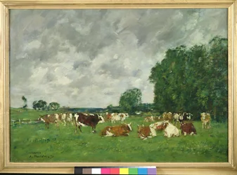 Weide in Fervaques oder Kühe auf einer Weide, 1874